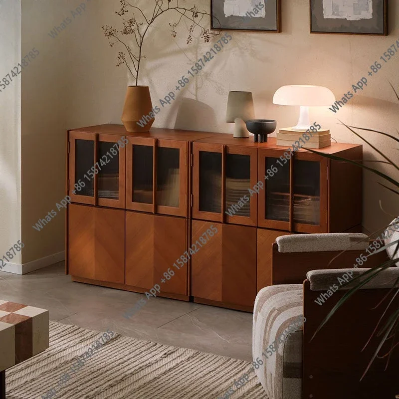 X Magic Grid Retro Medieval Dining Side Cabinet Nordic Modern Teak Combined Cabinet Modular Cabinet Storage TV