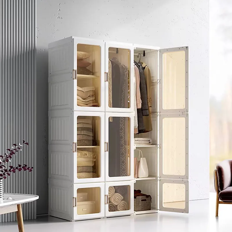 Simple Foldable Closet Plastic Storage Organizer Clothes Partitions Modular Wardrobe Cheap Small Guarda Roupa Salon Furniture