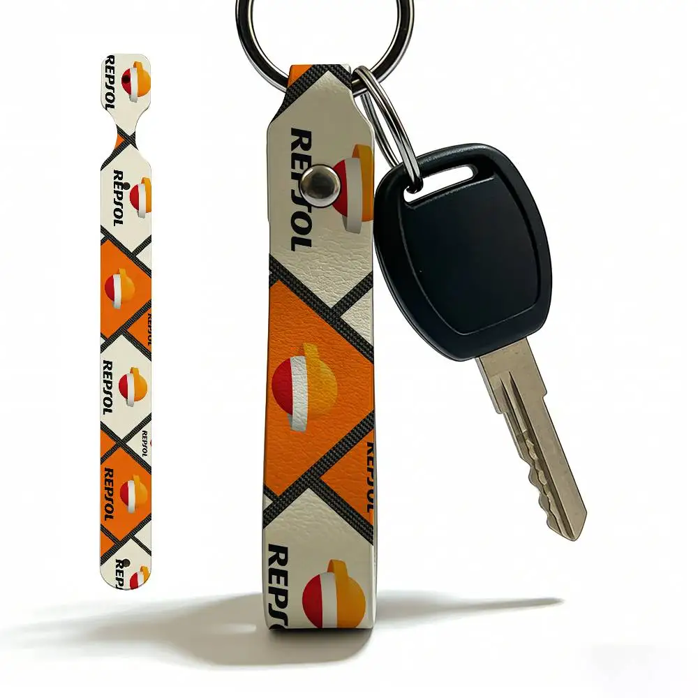 For Repsol High Quality PU Leather Moto Keychain Vintage Style Key Pendant For Scooter Motocross