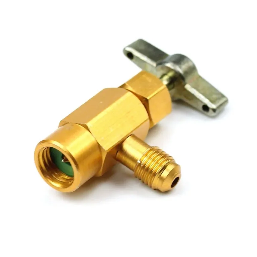 Refrigerant Bottle Opener 1/4 SAE Thread Adapter R-134a Opener Valve Tool Refueling Conditioning Tool Refrigerant Measuring Hose