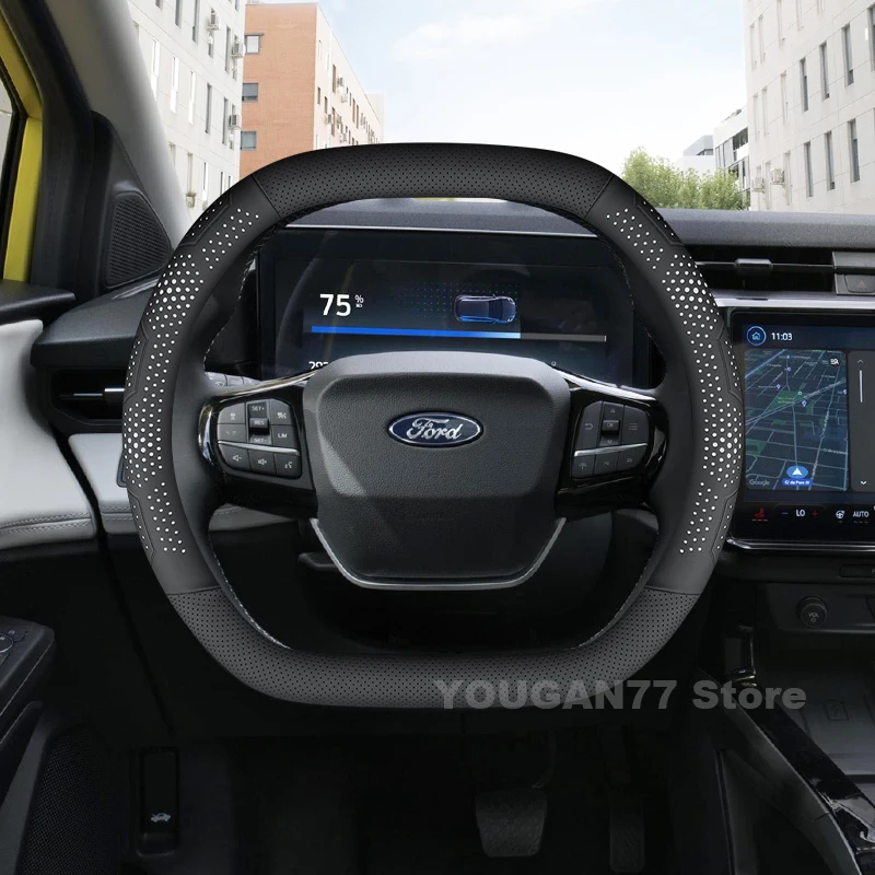 Leather Car Steering Wheel Cover For ALL NEW Ford Puma 2025 Non-slip Auto Steering Wheel Ford Puma Accessories 2025