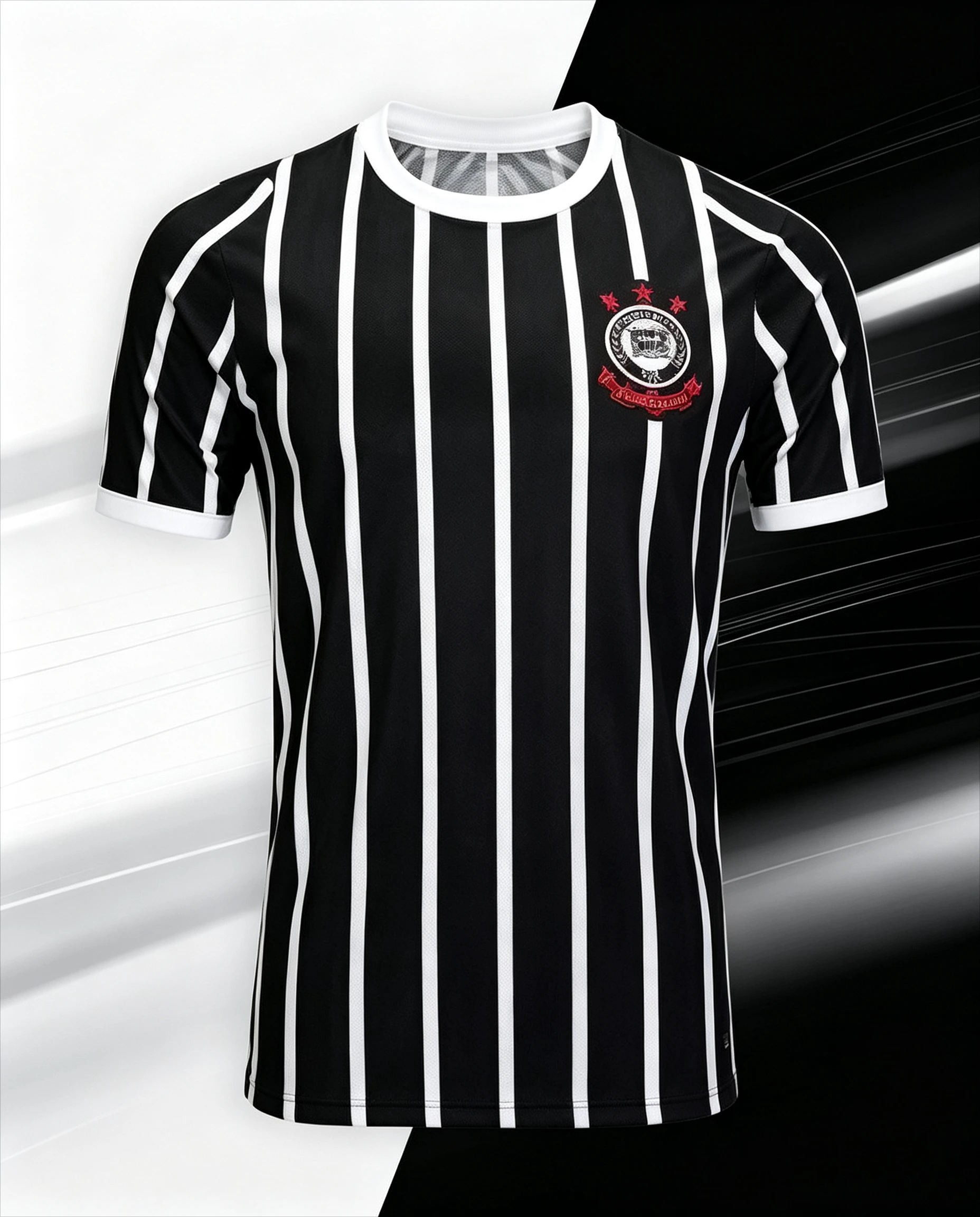 Summer Brazil Timão Football Jersey Corinthians Black Striped Tee Family Matching Outfit for Sports Street Fashion Casual Wear