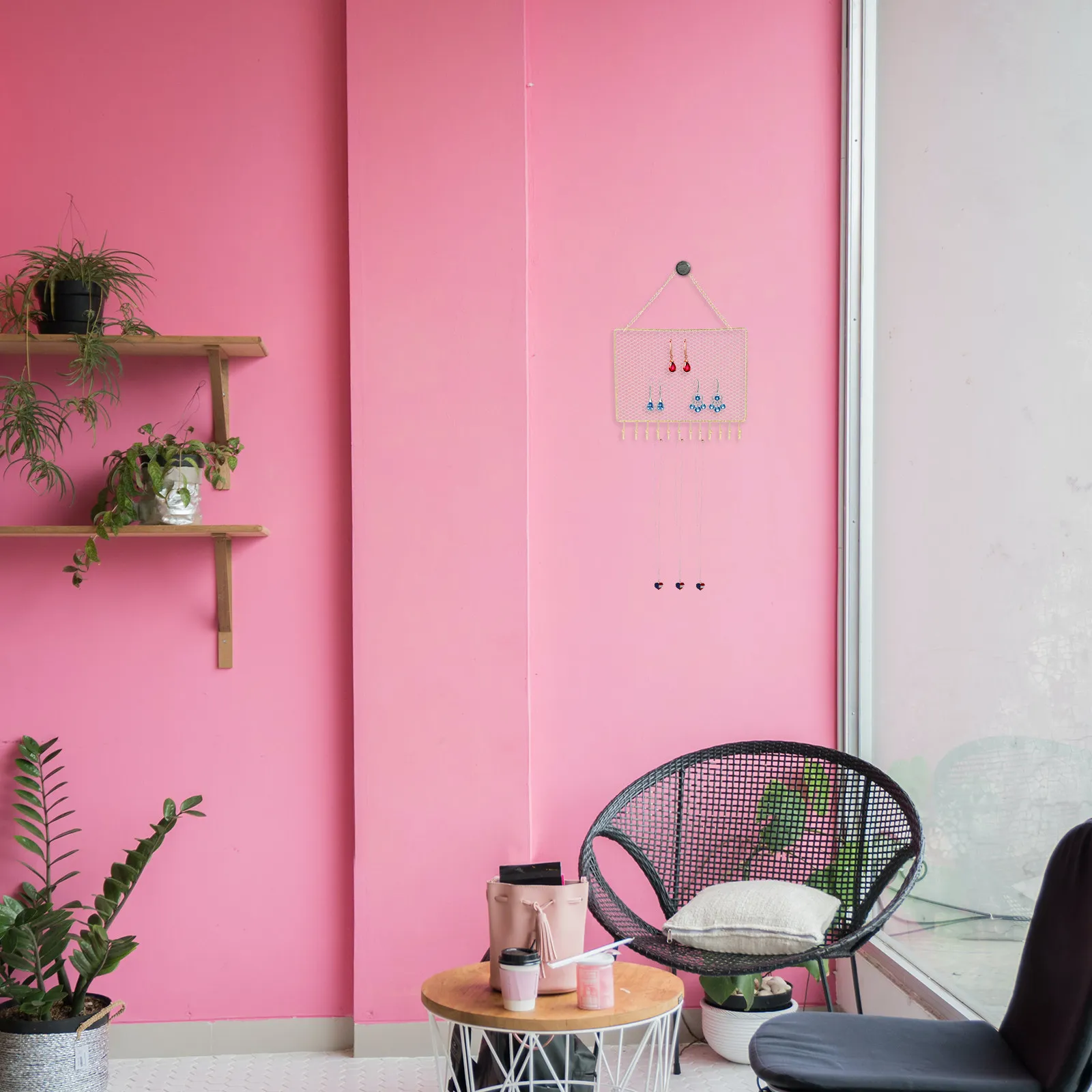 

High-Grade Iron Mesh Jewelry Rack Wall-Mounted Earring Display Organizer Hanging Stand for Jewelry Display Storage Store Gallery