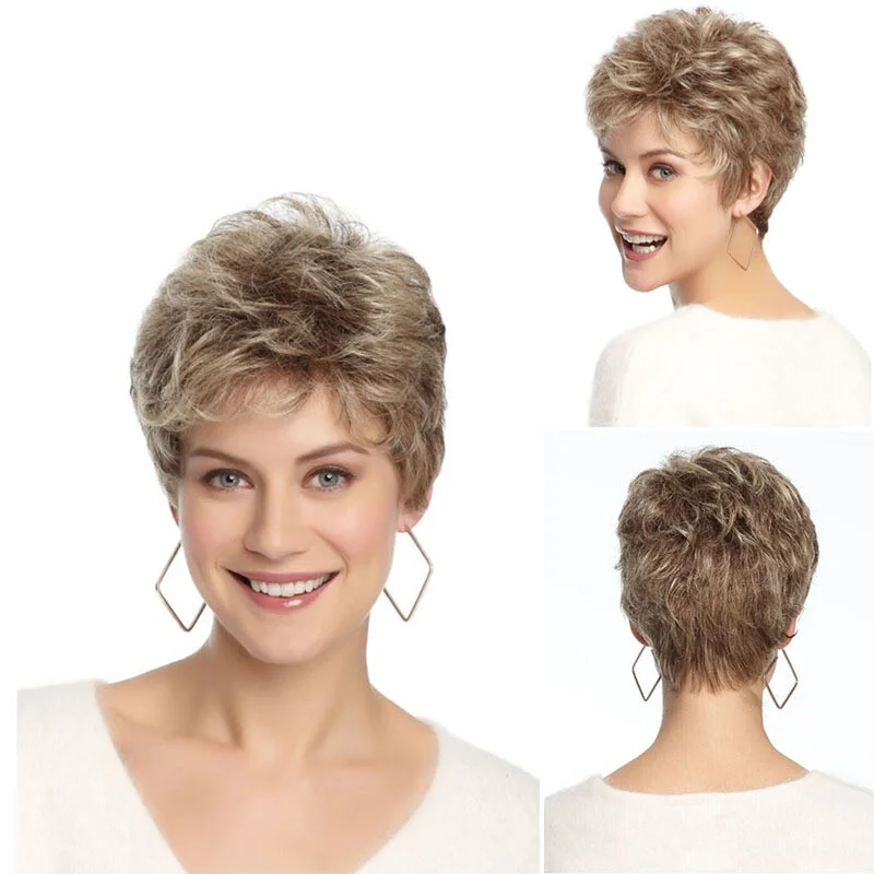 

Женский короткий парик, прямые светло-золотистые классические парики из синтетических волос