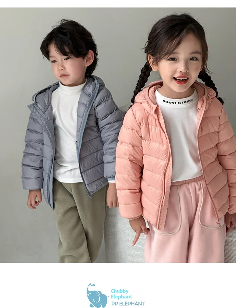 Winterkleidung für Jungen und Mädchen, leichte Daunenjacke, mittelgroßer, verdickter warmer Kindermantel mit Kapuze – Detail 15