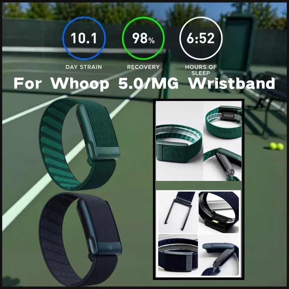 New Dark Green Dark Blue Elastic Nylon Replacement Strap For Whoop 5.0/MG W Frame Breathable Outdoor Fitness Tracker Wristband