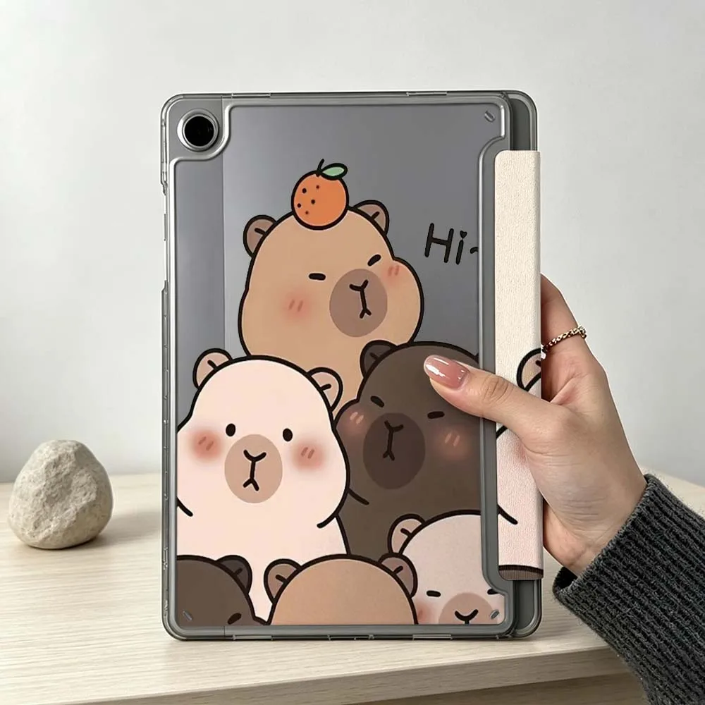 Cartoon Fun Capybara For Samsung Galaxy Tab S10 S9 S8 S7 S6 A11 A10 A9 FE Plus Lite Foldable 3Y Tablet Case Soft