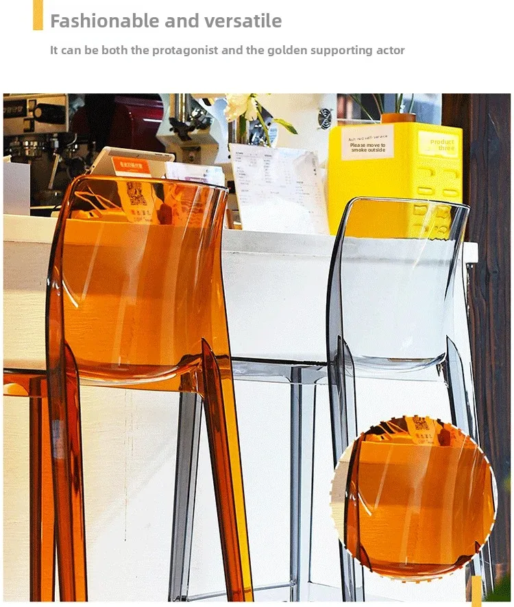 Clear Acrylic Modern Bar Stool Ergonomic Counter Height Chair Stylish Kitchen Island Seating for Home Furniture & Cafe Decor