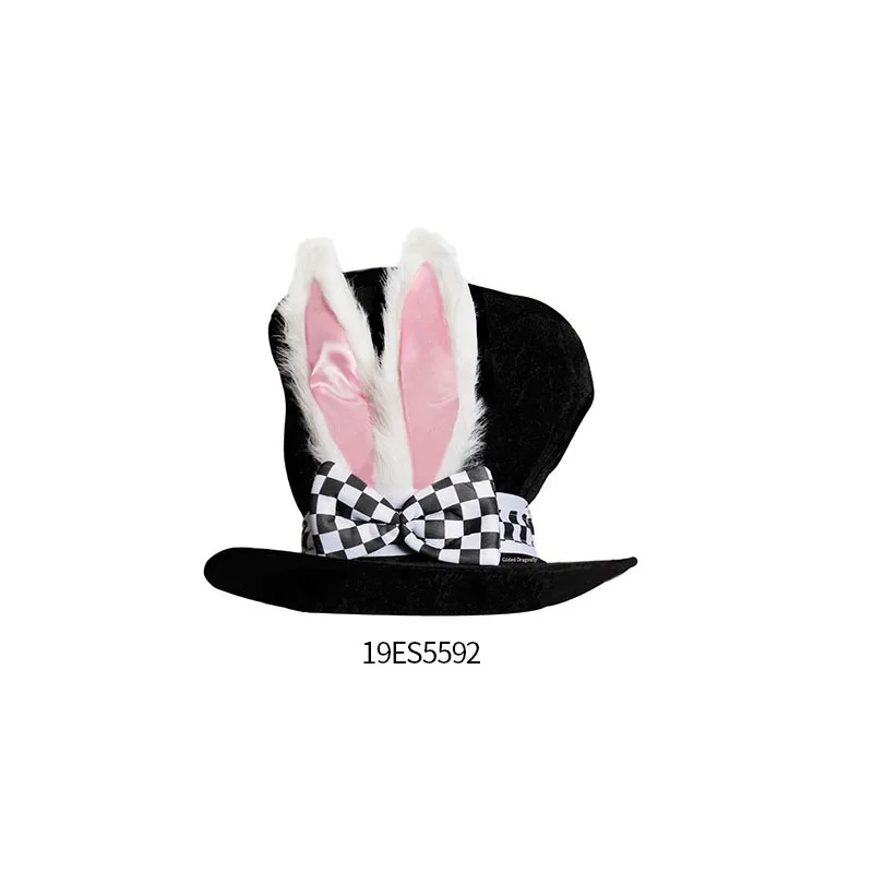 PESENAR costume da coniglio bianco set cappello pazzo orecchie di coniglio top cappello di peluche accessori di pasqua di Halloween festa di festa
