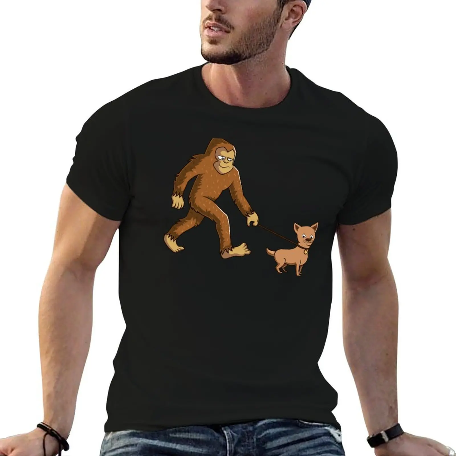 UFO Believer Sasquatch Bigfoot Walking Chihuahua Dog T-Shirt printed t shirts for man t shirts for man graphic funny T-Shirt