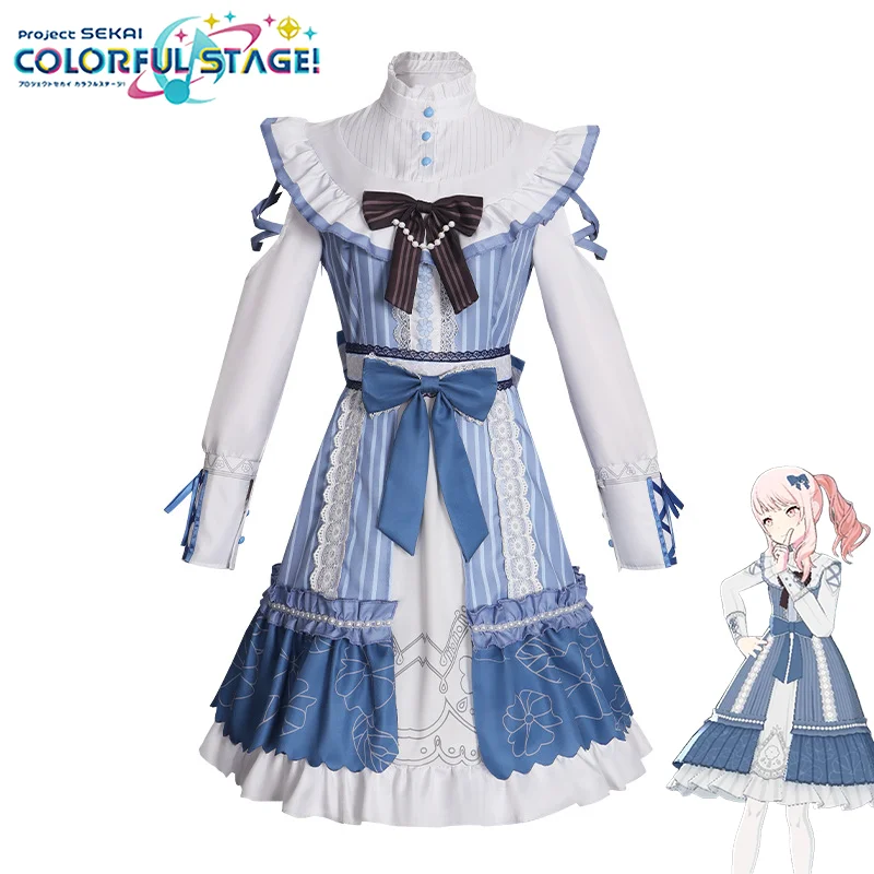 

Игра PJSK Akiyama Mizuki для взрослых и женщин, карнавальный костюм, платье, пояс, леггинсы, аксессуары для волос на талии, униформа Лолиты, костюм, наряды