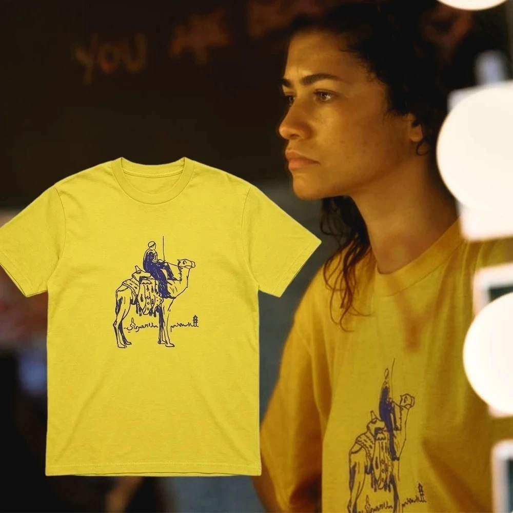 T-shirt unisexe avec motif chameau style Zendaya de la 3ème saison de Euphoria, Nouveauté été 2026, T-shirt mode Y2K pour femme, Cadeau pour fans, Hauts décontractés
