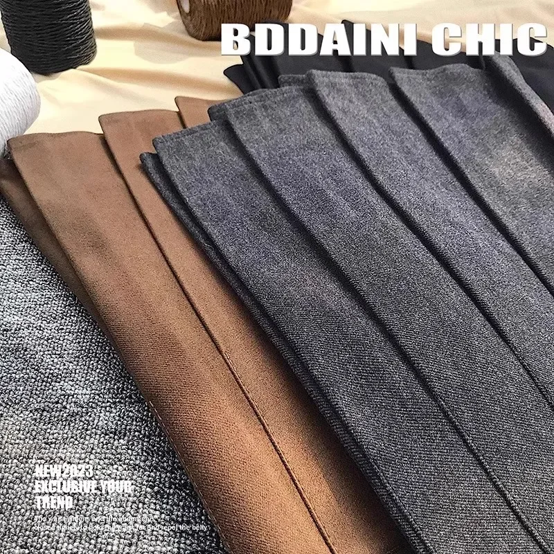 Gonna scozzese di lana ispessita a vita alta per le donne Autunno Inverno Minigonna a linea A Stile college JK Uniforme plus Size Gonna corta