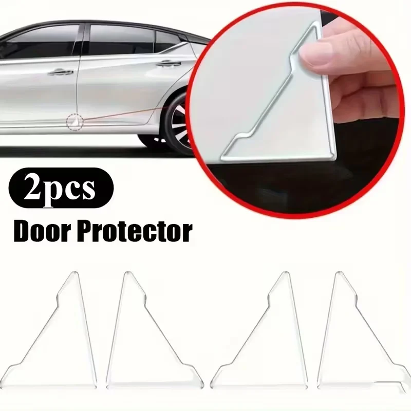 2pcs Clear Silicone Door Edge Protectors, Scratch-Resistant Bumper Guards with Sleek Design for Cars