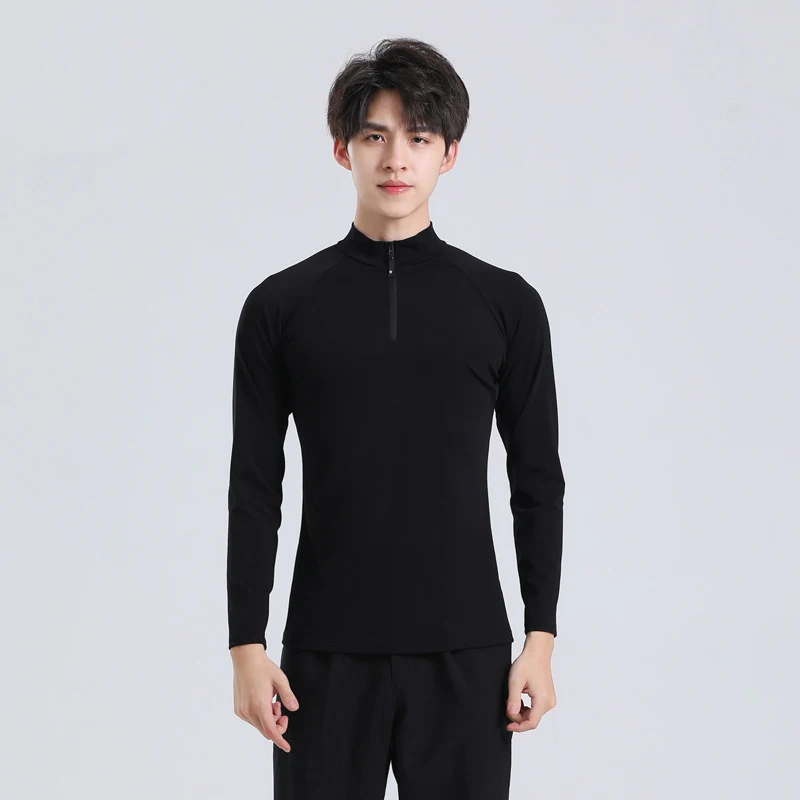 Hauts de danse latine pour hommes, vêtements d'entraînement de danse à manches longues, Modem de danse Samba Rumba, Costumes de spectacle sur scène pour salle de bal, automne