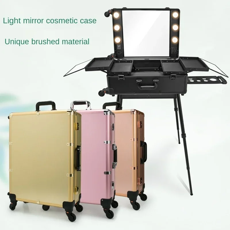 

New Trolley cosmetic case Rolling luggage Makeup Toolbox,Detachable Foldable Beauty Box dressing table suitcase bag Professional