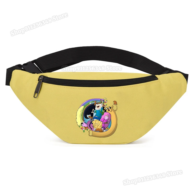 كارتون مغامرة تايم جيك طباعة الخصر حزم حقائب رجالية صفراء المحمولة أنيمي الشكل طباعة الرياضة في الهواء الطلق ركوب الدراجات أكياس الصدر