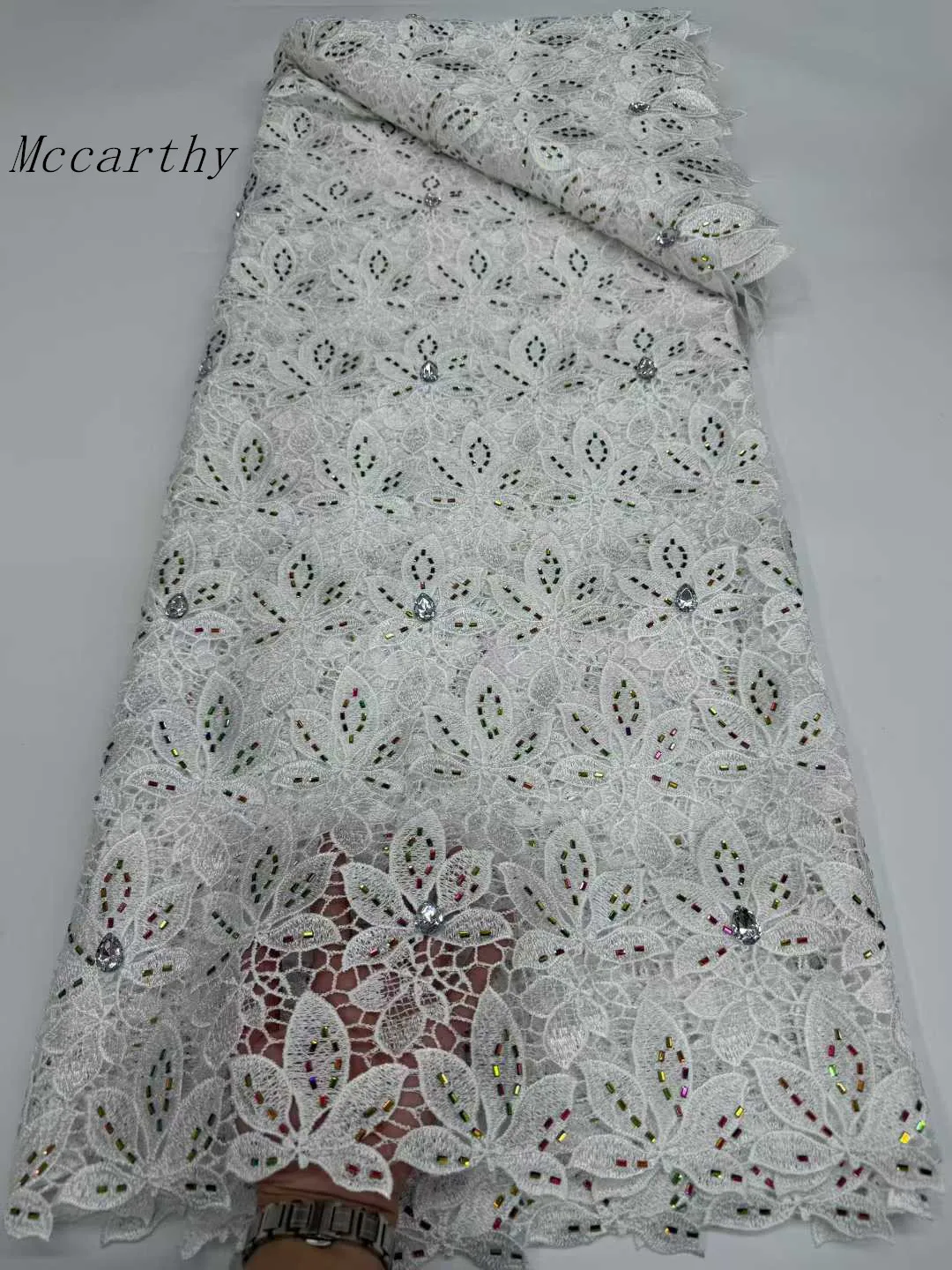 

Нигерийская молочная шелковая кружевная ткань, африканский шнур, кружевная ткань, 2026, высококачественные камни, водорастворимый кружевной материал для свадебного шитья