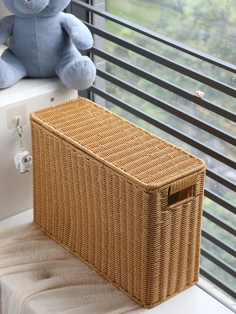

Pulam Wier Weaving Storage Box Cover Household Tea Table Magazine Basket Batoom Junk Box Plastic Japanese Sle