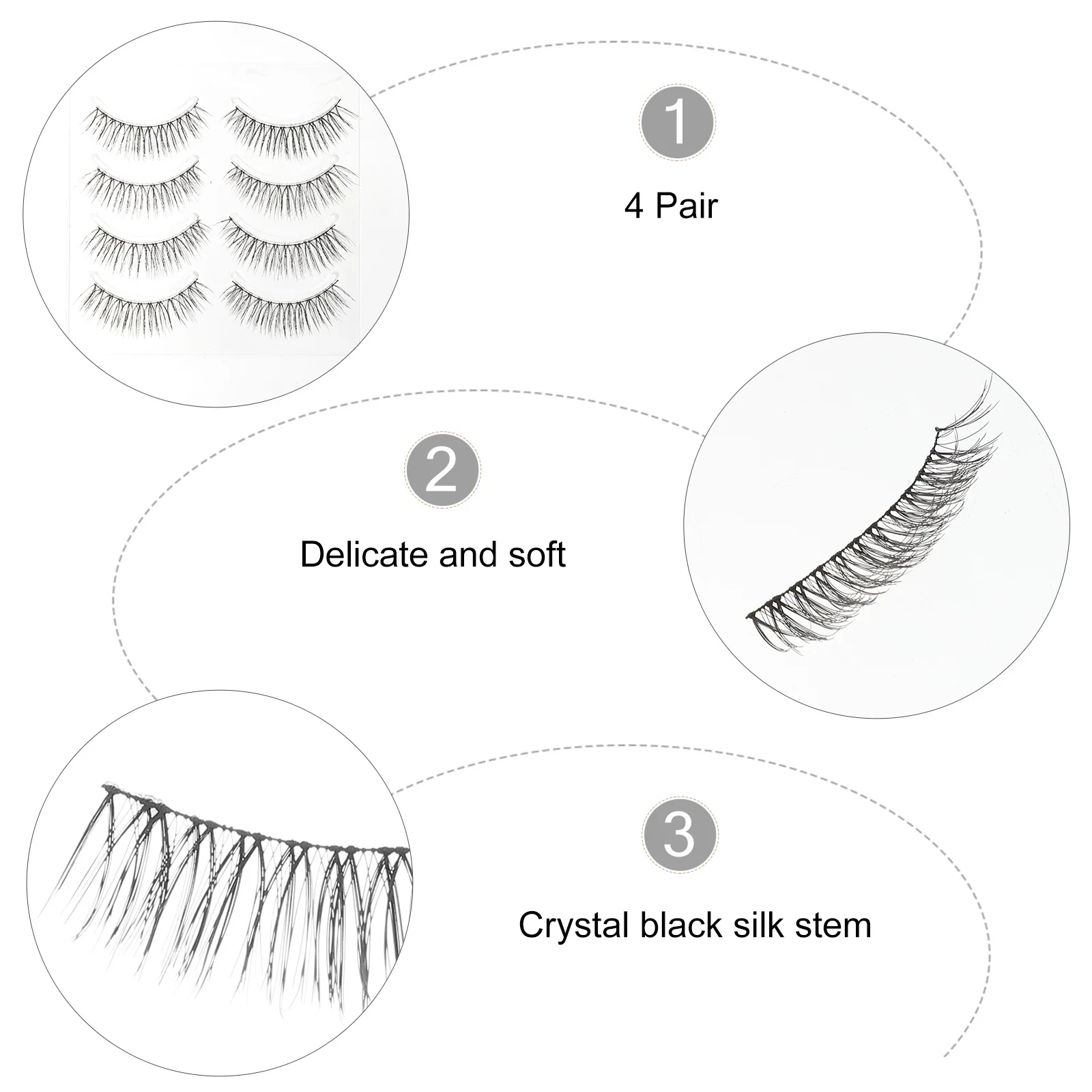 4 paia di ciglia finte naturali fatte a mano in fibra ciglia finte lunghe e spesse per trucco quotidiano per feste Estensione degli occhi Ciglia finte