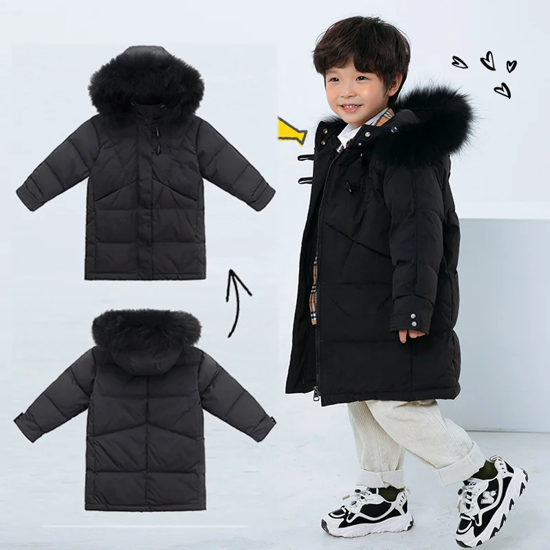 

Year Kids Winter Down 3-11 Jacket for Girl Warm Thick White Duck Down -30 Degrees Children Coat Girls New Fashion Jacket for Boy