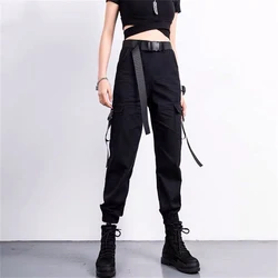 2025 Fashionable Cargo Pants Women Color Matching Ankle Banded Skateboarding Pants Black Joggers Women Sweatpants Streetwear