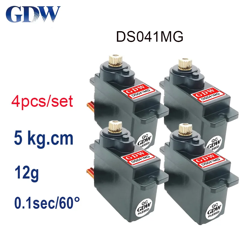 GDW DS041MG DS031MG 5KG Metal Gear 12G Micro Mini Digital Servo High Speed 180° For 450 Helicopter Fix-wing RC Auto Robot Arm