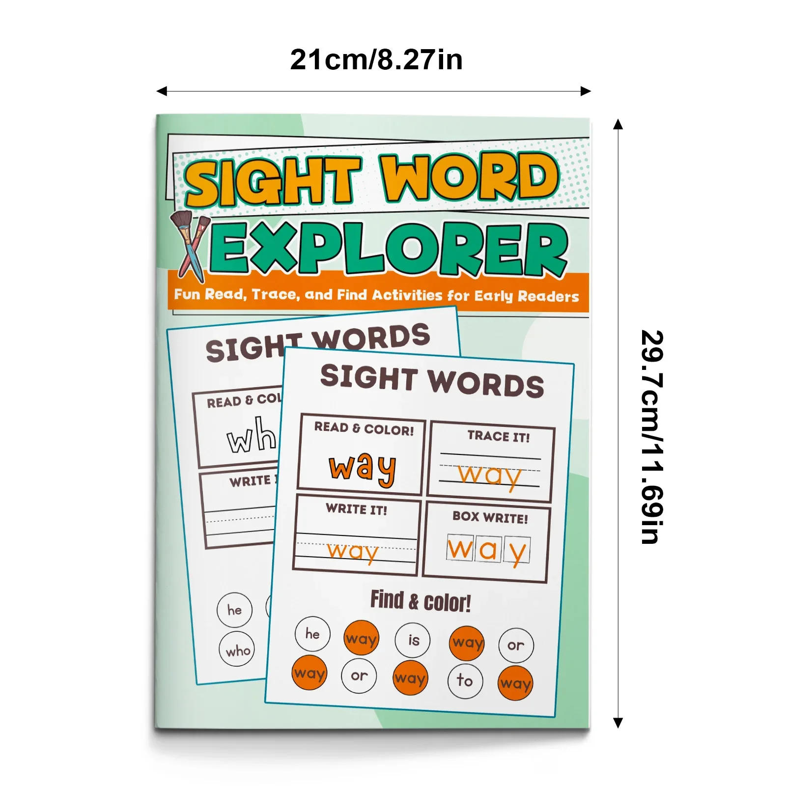 Kids English Word Coloring Workbook, Cute Cartoon Designs, Preschool Educational Activity Book for Fun English Learning view 3