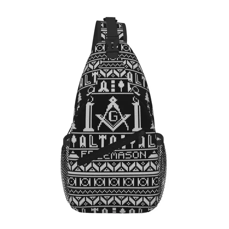 

Fashion Masonic Mason Freemason Pattern Crossbody Sling Backpack Men Shoulder Chest Bag for Camping Biking