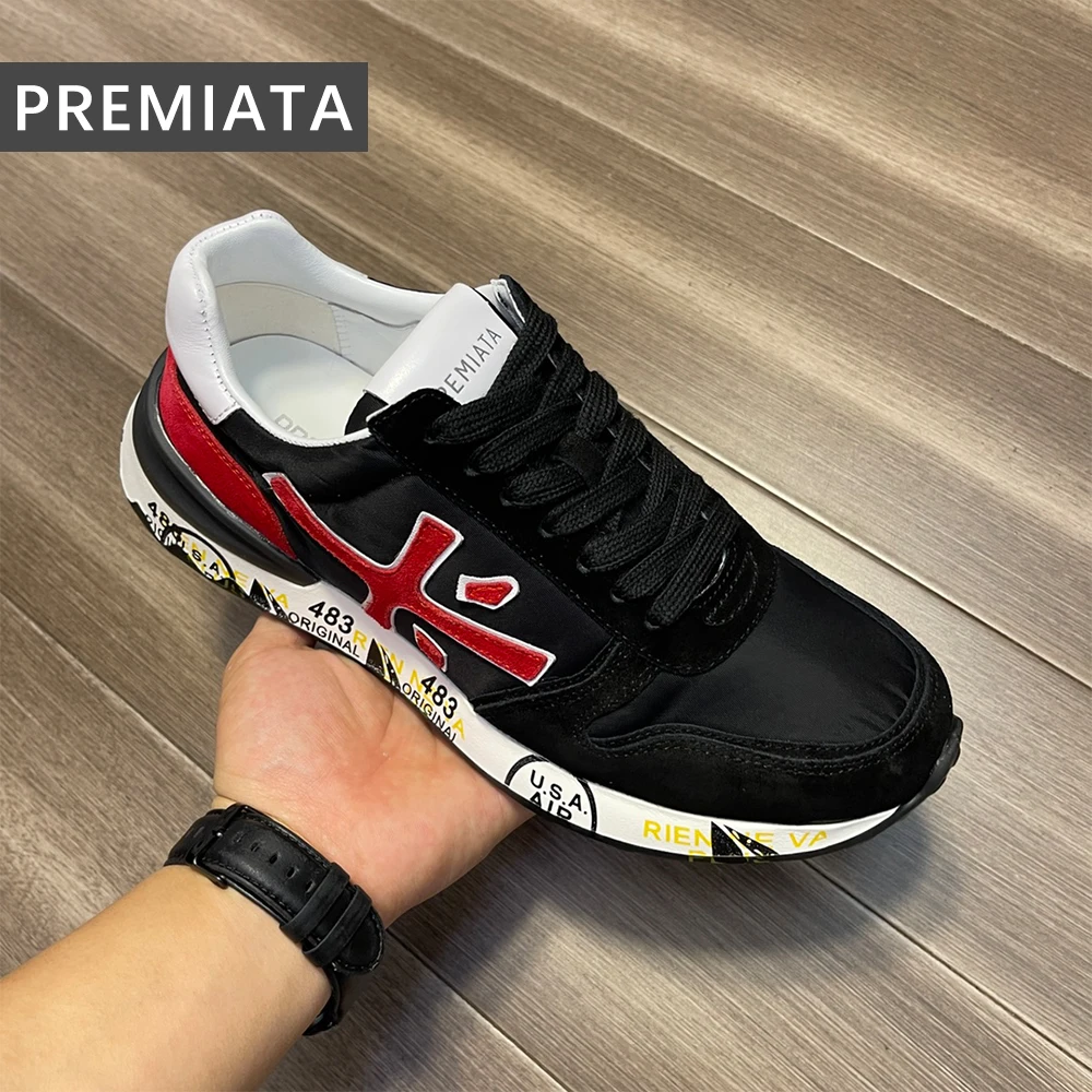 PREMIATA Men's Classic Retro Street Trend Casual Sports Shoes Fashionable Mesh Breathable Lightweight Cushioning Running Shoes