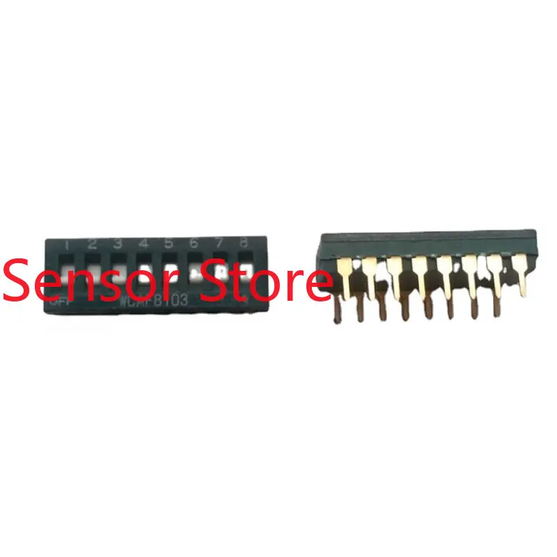 10PCS WCAF8103 8-bit Dip Switch Inserted Into 8P Piano Key Type Flat-dial Gold-plated Feet 2.54mm