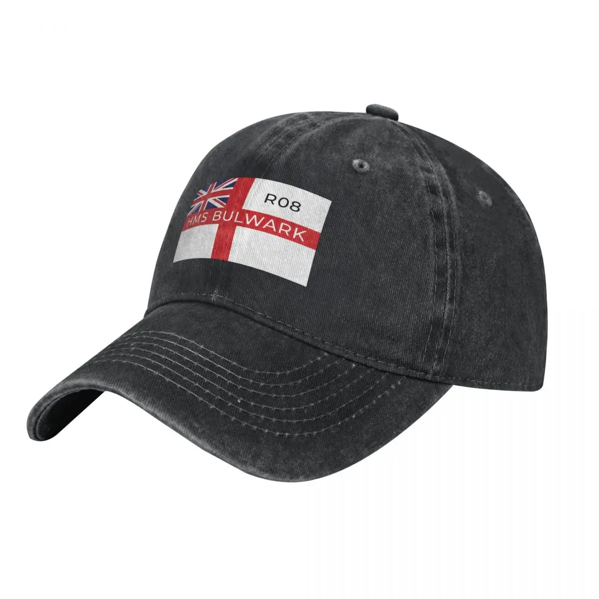 HMS Bulwark R08 On British White Ensign - British Navy Centaur Class Aircraft Carrier Baseball Cap