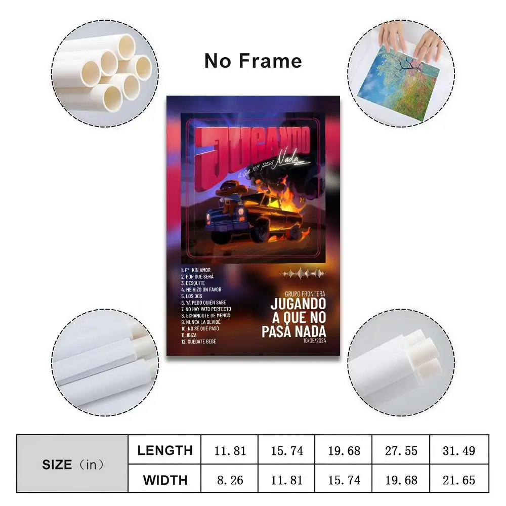 Grupo Frontera Poster Peelable Self-Adhesive Album Cover Stickers, Frameless Wall Art for Singer Band Pop Rap Bedroom