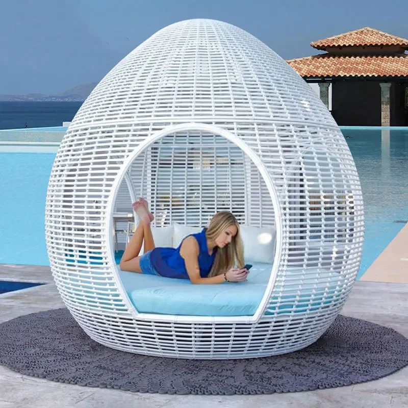 

Outdoor leisure villa rattan art sofa round bed open-air high-grade large round rattan sofa creative bird's nest
