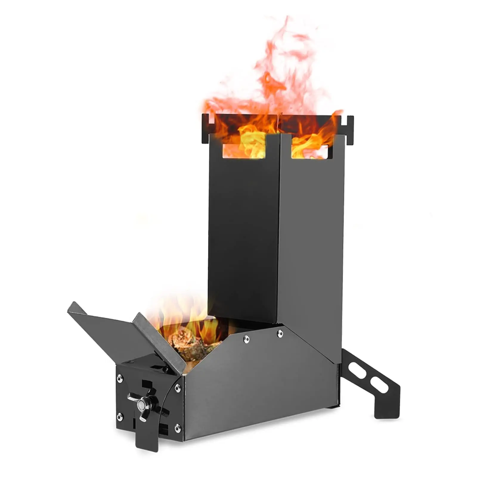 Picnic Hiking Rocket Stove Outdoor Camping Portable Stainless Steel Wood Burning Cooking Furnace Foldable