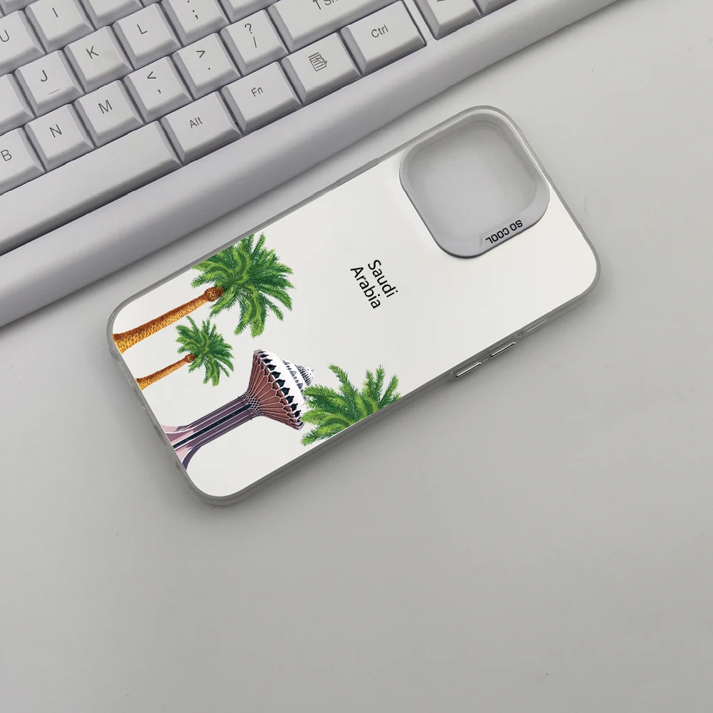 الفاخرة المملكة العربية السعودية شجرة جوز الهند جراب هاتف آيفون 14 13 15 برو ماكس 12 17 الهواء 16 زائد مكافحة سقوط ماتي الغلاف الخلفي #6