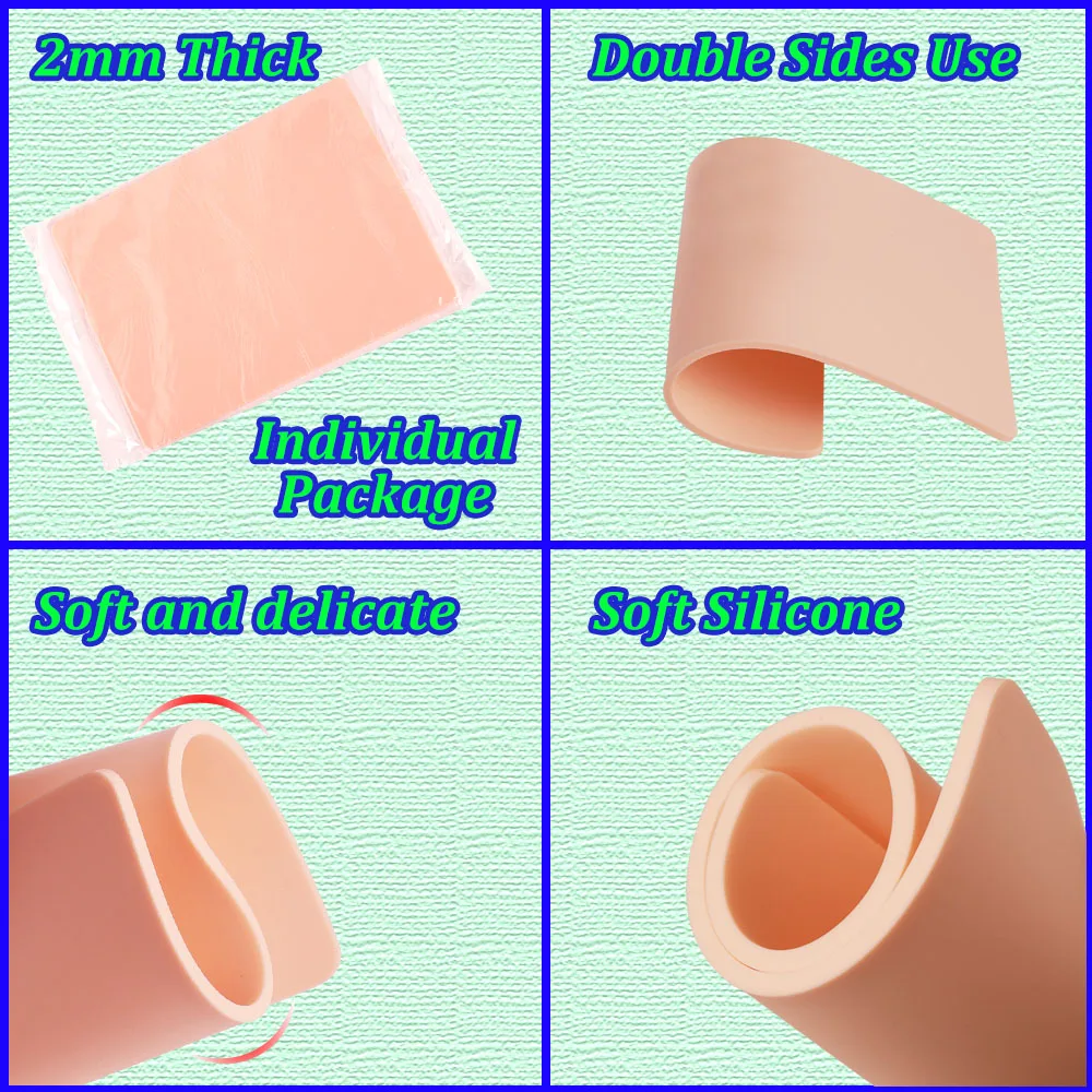 20/15/10/8/5/1pcs Tattoo Practice Skin 2MM Silicone Fake Skin Double-Sided for Permanent Makeup Training Supply Tattoo Accessory - Image 4