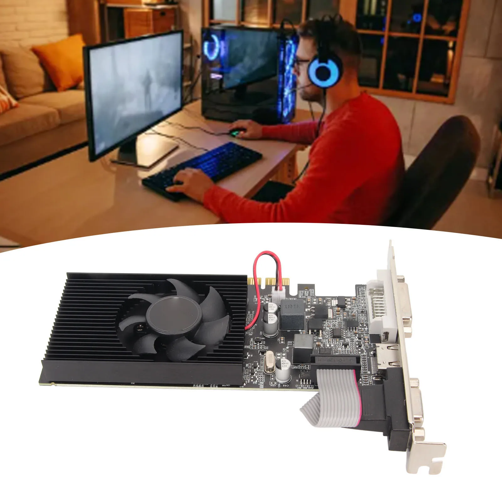 بطاقة رسومات الكمبيوتر GT210 1G DDR3 64 بت HD واجهة الوسائط المتعددة 589 ميجا هرتز تردد دعم VGA DVI بطاقة الرسومات للكمبيوتر #3