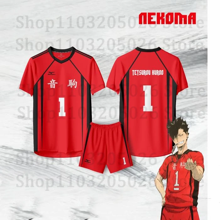 

Haikyuu Nekoma Cosplay Jersey Set 3D Print Kid Anime Volleyball T-shirt Shorts Set New Men Women Short Sleeve Sports Tee Outfits