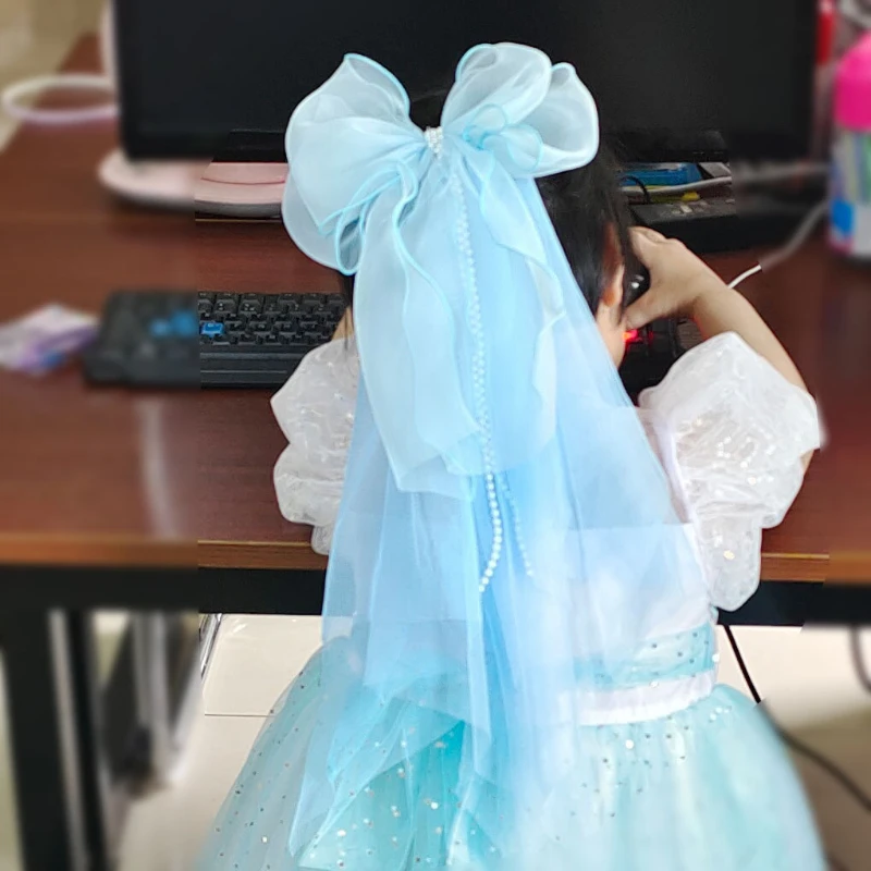 

1pcs princess floating yarn big bow flower hair clip cute Korean style veil hair accessories girl super fairy three-dimensional