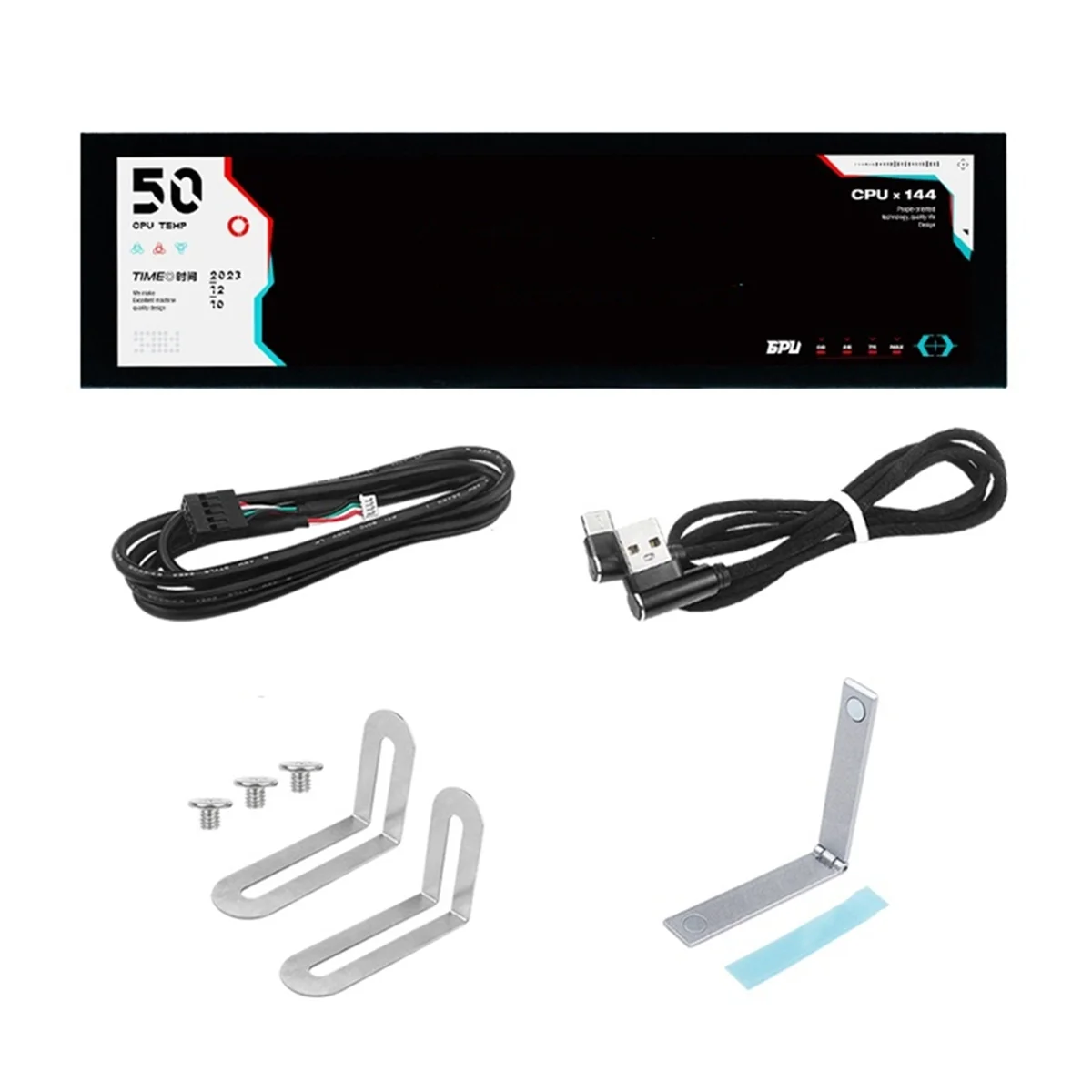 ABAN 8.8inch Computer Temp Monitor (Dynamic Theme Supported), IPS Type C Secondary Screen CPU RAM HDD Data FPS Monitor Black