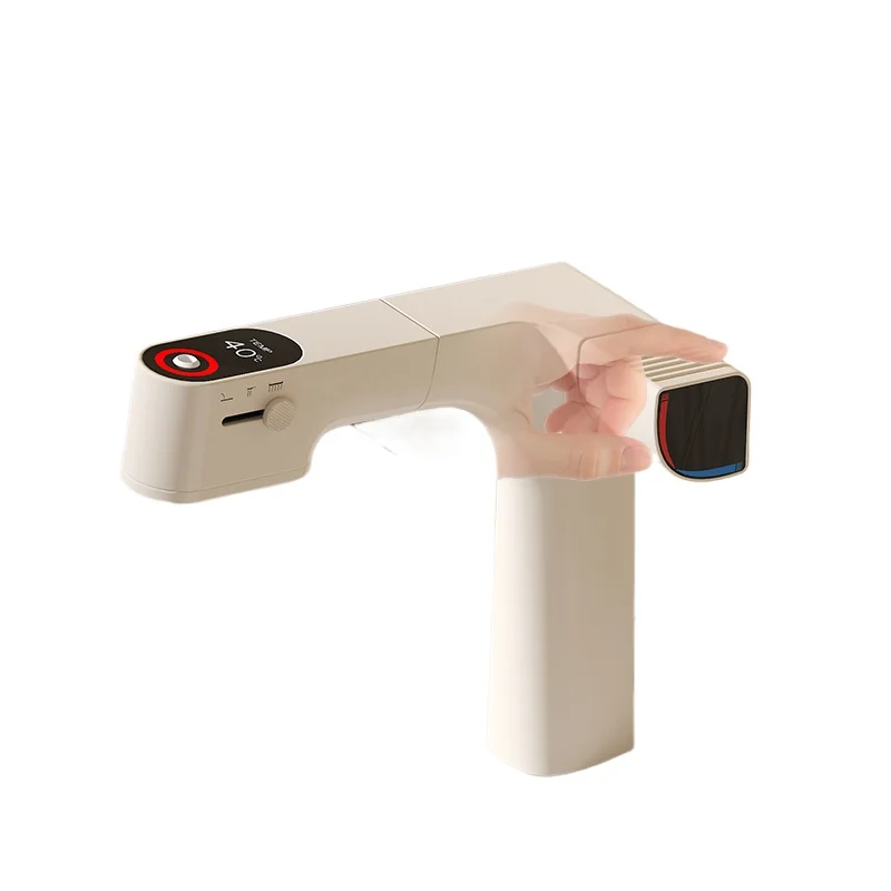 

Cream wind washbasin faucet pull-out digital display washbasin all copper