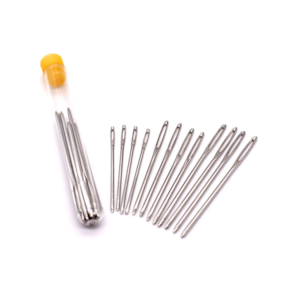 

9 Sizes Blunt Point Hand Sewing Needles Set Large Eye Needle Knitting Hat Fabric White Long Shaft Easy Threading DIY Embroidery