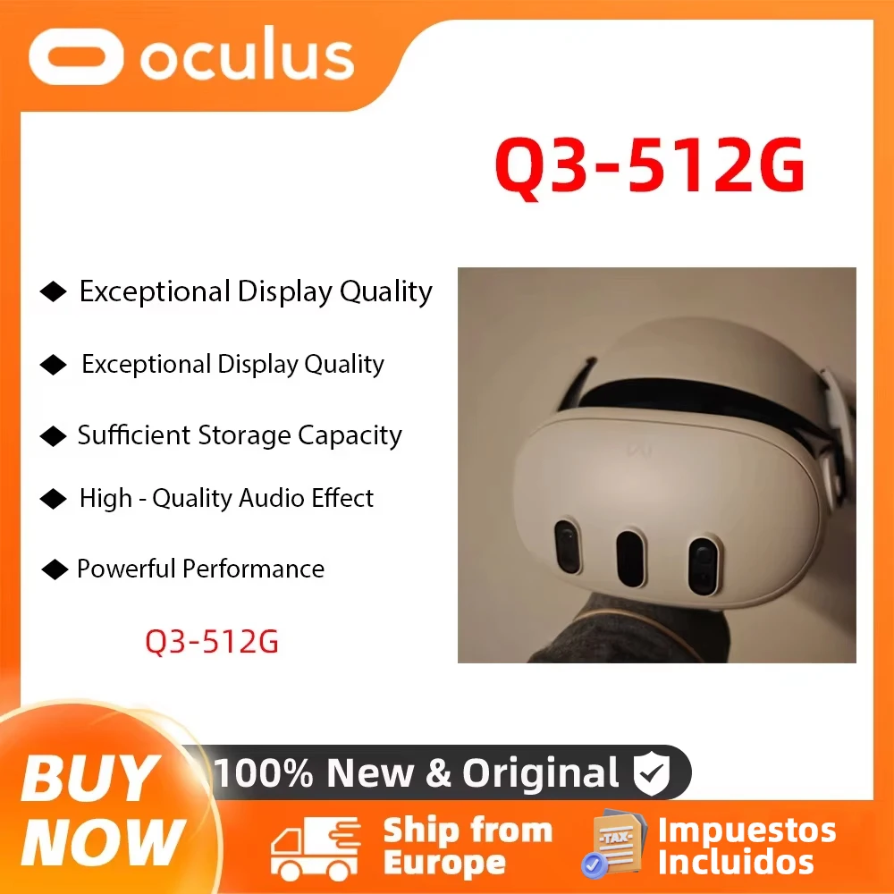 Casque tout-en-un Oculus Quest 3 512 Go avec casque VR intégré, console de jeu à détection de mouvement, lunettes intelligentes Quest 3 512 Go