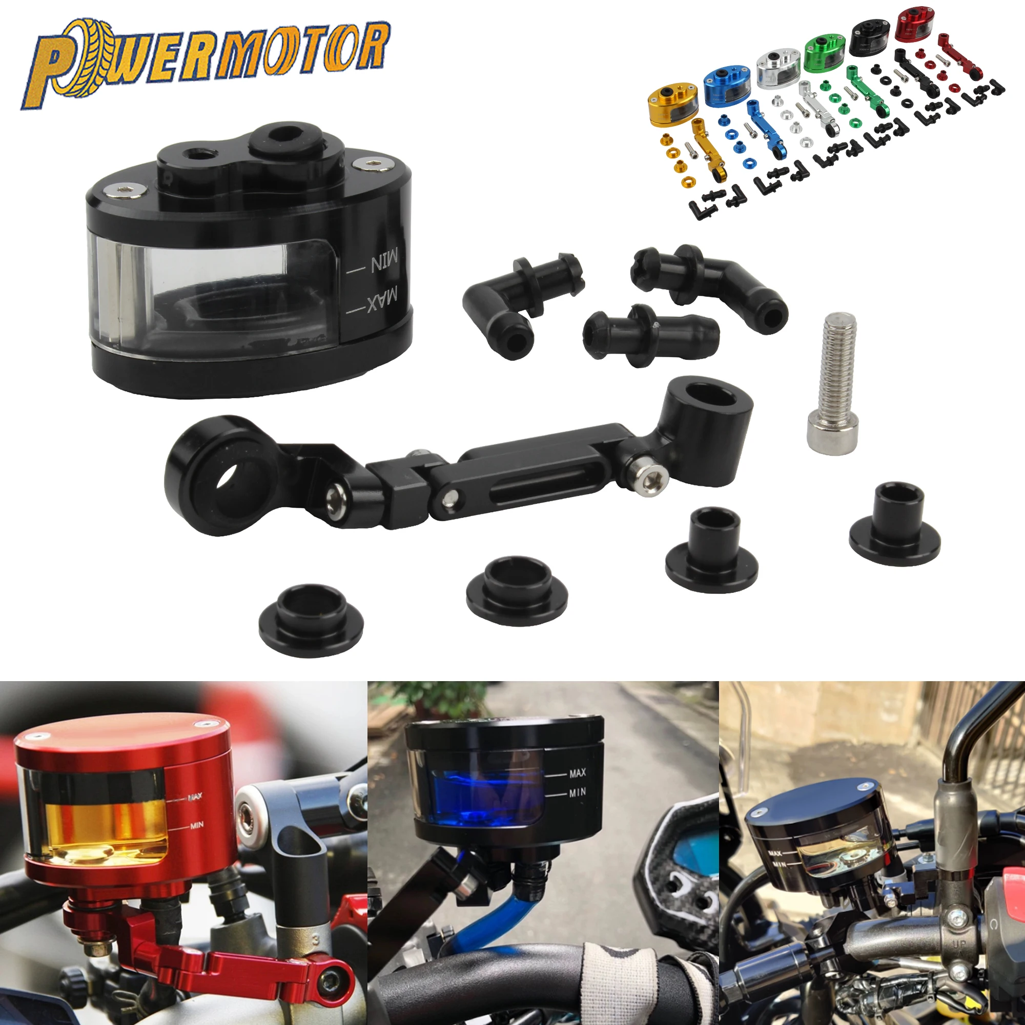 

Motorcycle Brake Clutch Oil Reservoir Cup Tank With Bracket Kit CNC Aluminum For Honda Yamaha Suzuki Kawasaki Modified Parts