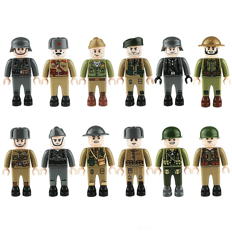 

12Pcs/set Military Ww2 USA German Russian British Army Figures Army Soldiers Compatible Building Blocks Bricks Toy DIY Kids Gift