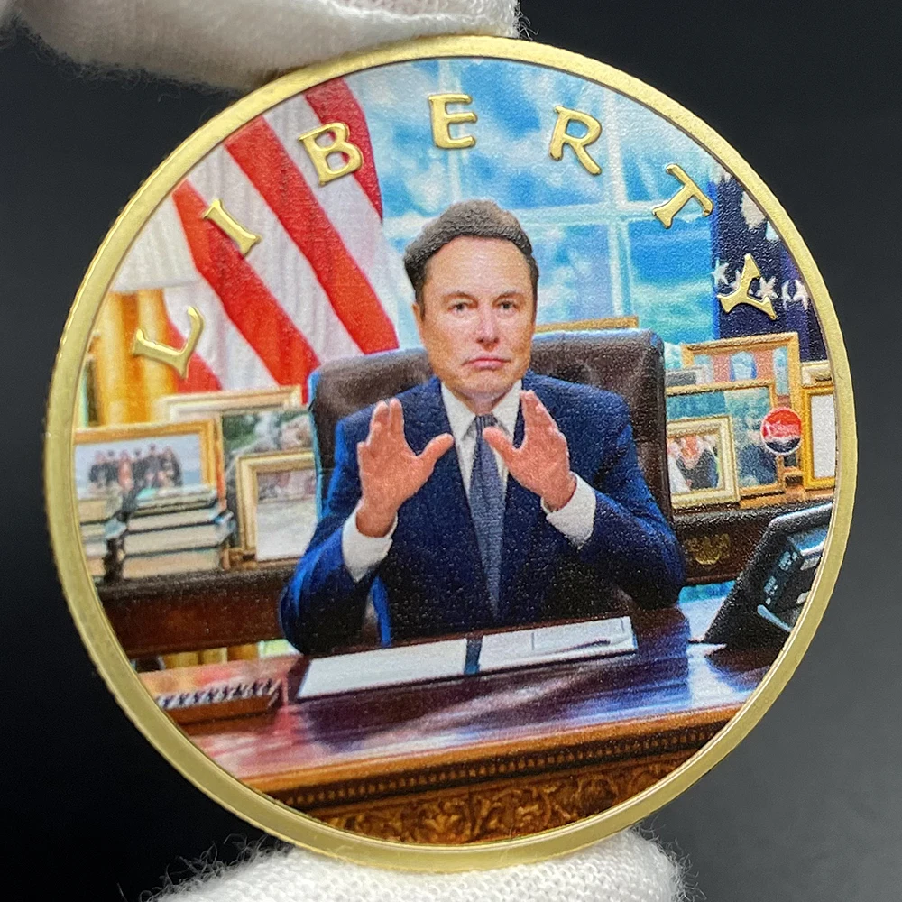 Elon Musk Challenge Coin US President Election Collectible Gold Silver Plated Souvenir Gift 3 Styles Medal in Capsule