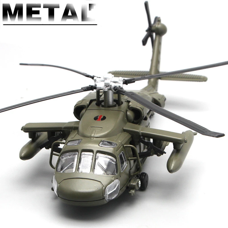 NEW America Black UH-60 Hawk Utility Helicopter Alloy Airplane Model Simulation Metal Flying Model Toy Sound and Light Kids Gift