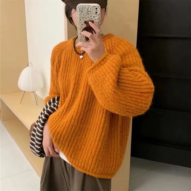 

Dopamine Sweater Girl Autumn Winter Fashion Jumper Minimalist Good-Look Pullover Keep Warm Lazy Gentle Innerwear Loose Knitwear