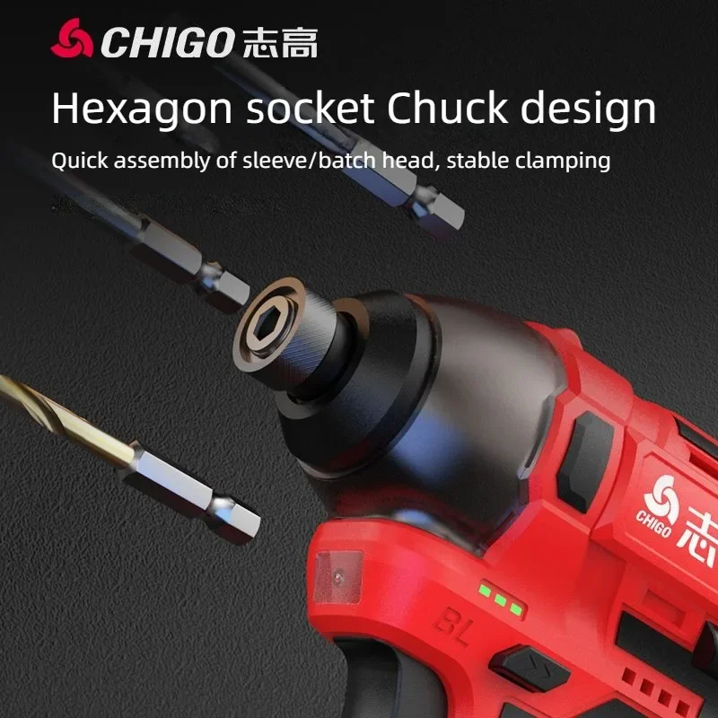 Imagem -06 - Chigo-brushless Cordless Furadeira Elétrica Perfurador de Percussão 160n.m Chave de Fenda 16.8v 3600rpm Velocidade Ferramentas Elétricas